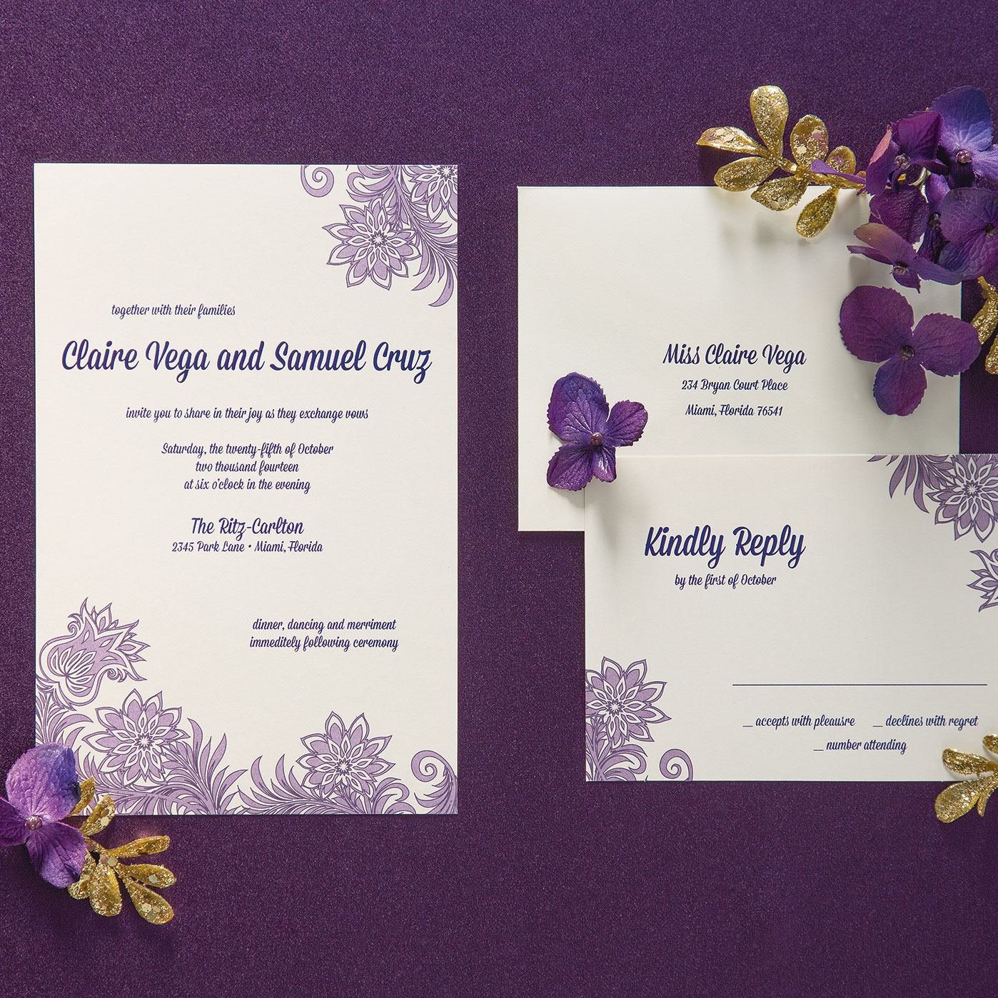 purple luxe wedding floral invitations purple luxe wedding floral invitations, Wedding invitations